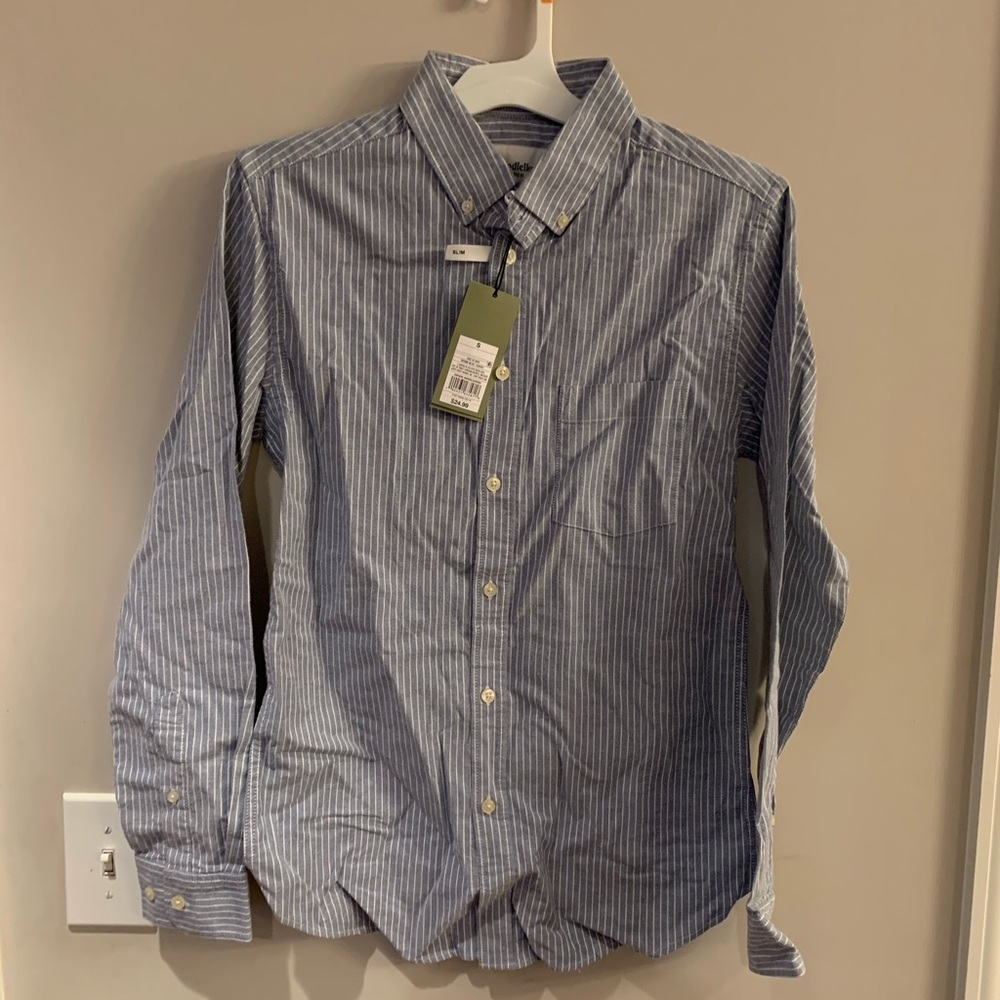 Mens Long Sleeve Button-Down Slim Fit Divine Blue - Picture 2 of 2
